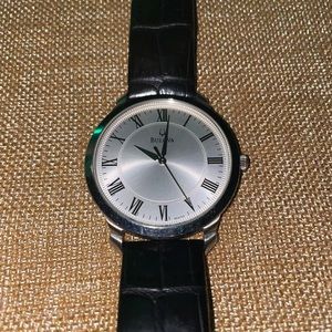 Bulova C860976 mens watch $50 black leather, stainless steel